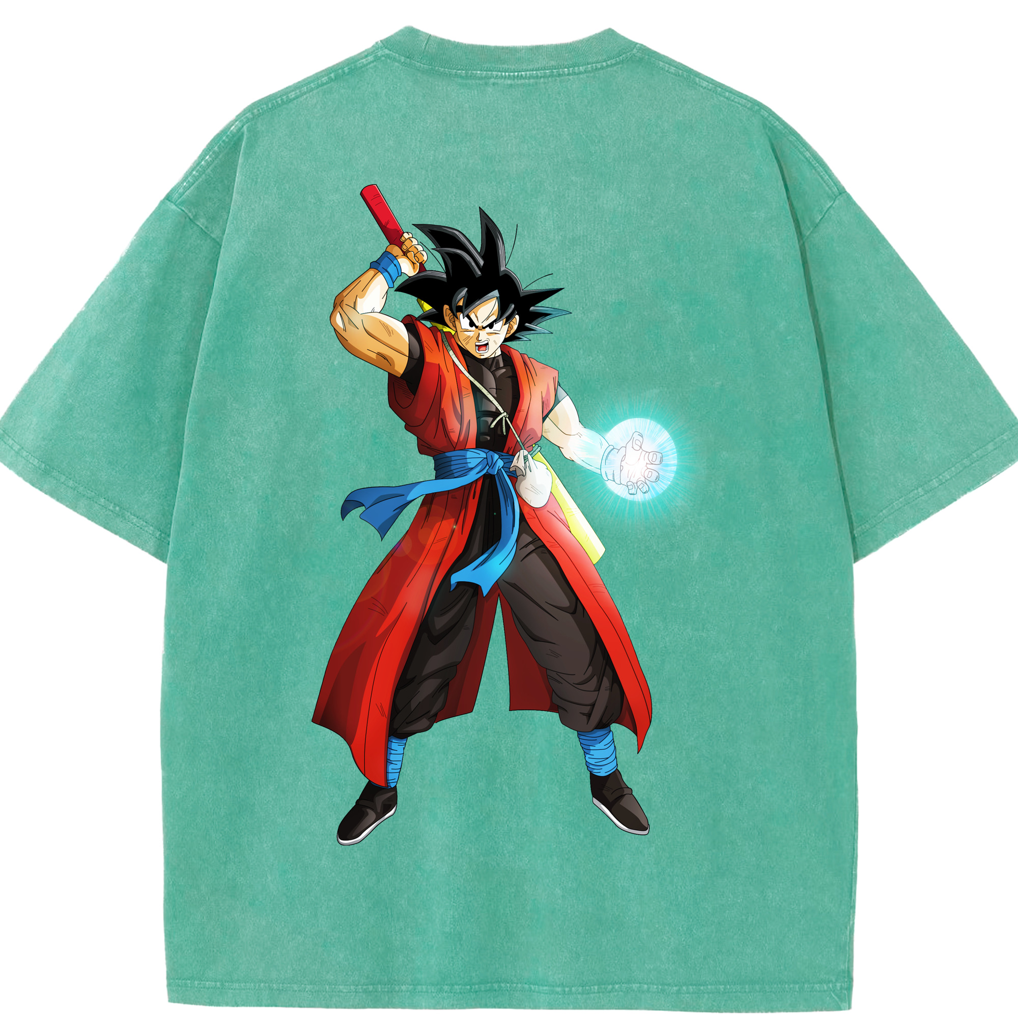 （画像用） ドラゴンボール 孫悟空（そん ごくう）Son Goku カカロット DRAGON BALL Kakarotto 綿100% ヴィンテージ風 半袖Tシャツ（背面プリント）